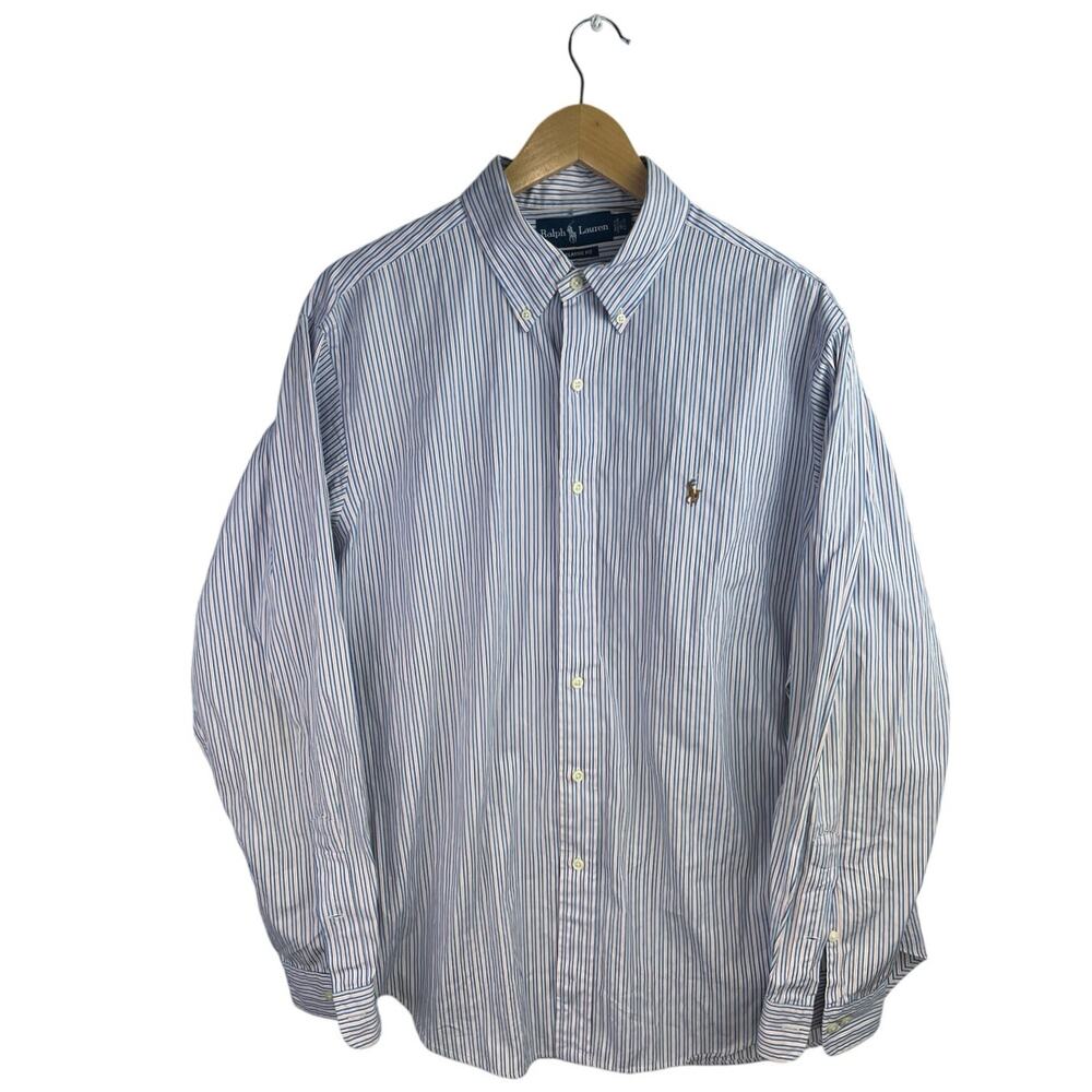 Ralph Lauren Men's Blue Classic Fit Long Sleeve Button Down Dress Shirt Top 16.5
